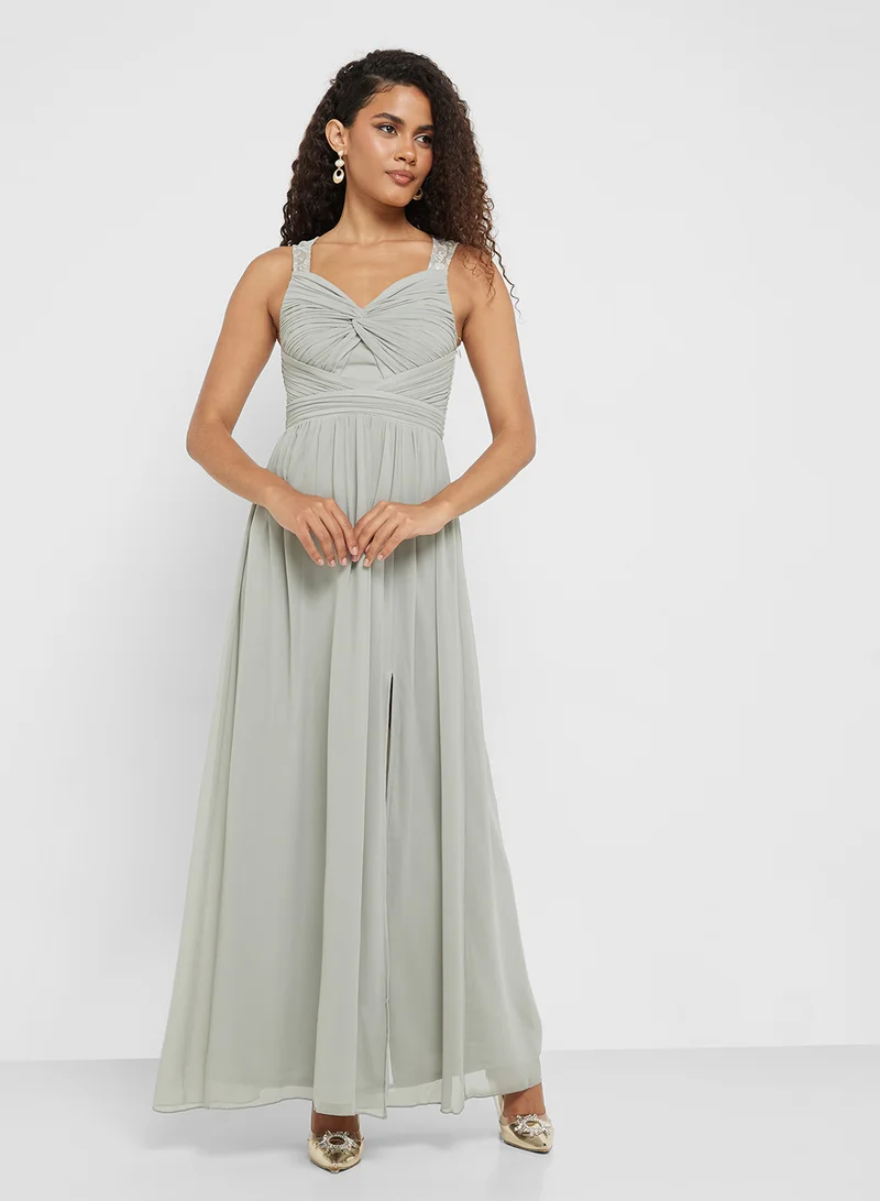 Little Mistress Chiffon Slit Dress