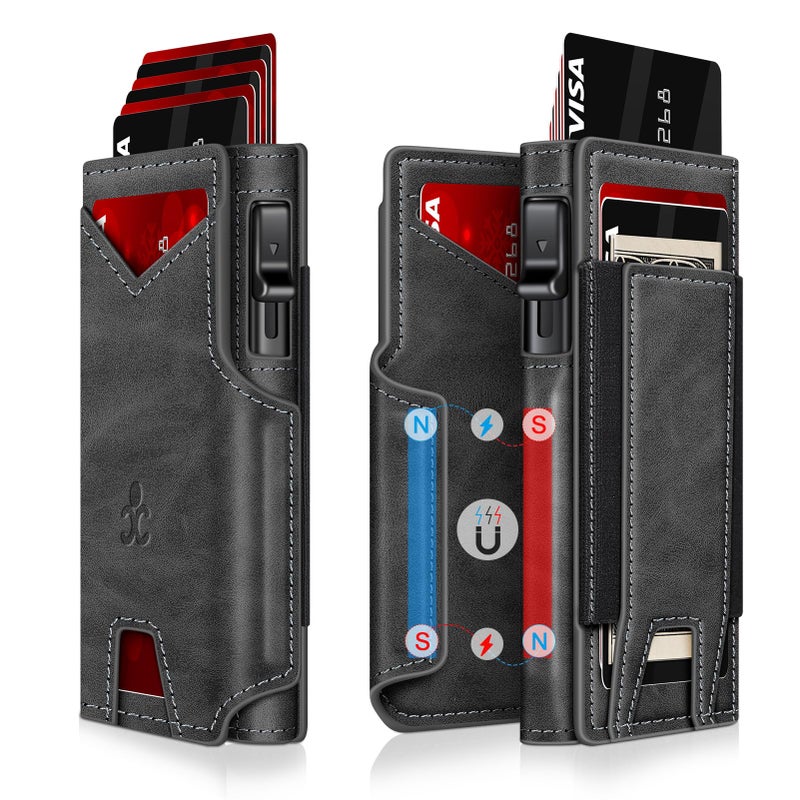 SEMORID Wallet for Men Wallet with Slim Pop Up Card Holder 9-13 Cards, Bifold Minimalist Smart Wallet RFID Blocking Credit Card Holder with ID Window & Stretchable Cash Slot Compact Metal Aluminum Card Case - Image 1