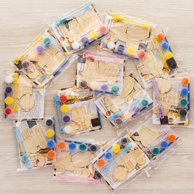 GOGREENWOVEN Construction Party Favors 12 PCS Construction Birthday Party Supplies Truck Theme Bubbles Paint Crafts Construction Vehicle Birthday Decorations Goodie Bags Gifts Prizes for Kids Boys Toddler - Image 2