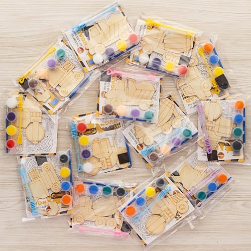 GOGREENWOVEN Construction Party Favors 12 PCS Construction Birthday Party Supplies Truck Theme Bubbles Paint Crafts Construction Vehicle Birthday Decorations Goodie Bags Gifts Prizes for Kids Boys Toddler - Image 1