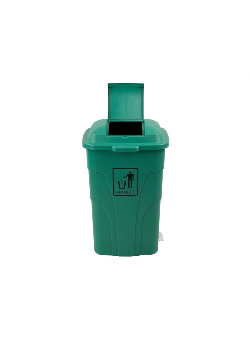Amber Home Outdoor Trash Can Garbage Bin | Functional Waste Bin | Durable Plastic Finish | Rubber-Wheeled Suitable For Outdoor Areas, Villas, Malls, Restaurants, & More | 120 Liters | Green - Image 2