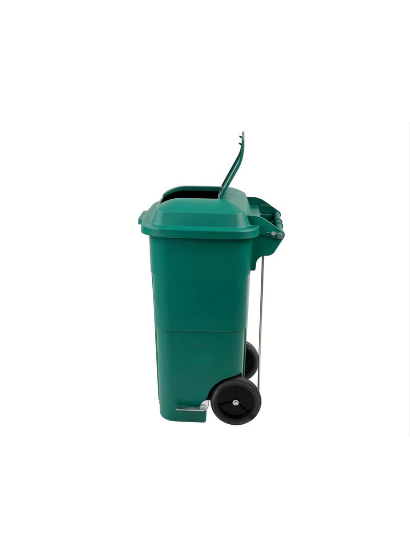 Amber Home Outdoor Trash Can Garbage Bin | Functional Waste Bin | Durable Plastic Finish | Rubber-Wheeled Suitable For Outdoor Areas, Villas, Malls, Restaurants, & More | 120 Liters | Green - Image 3