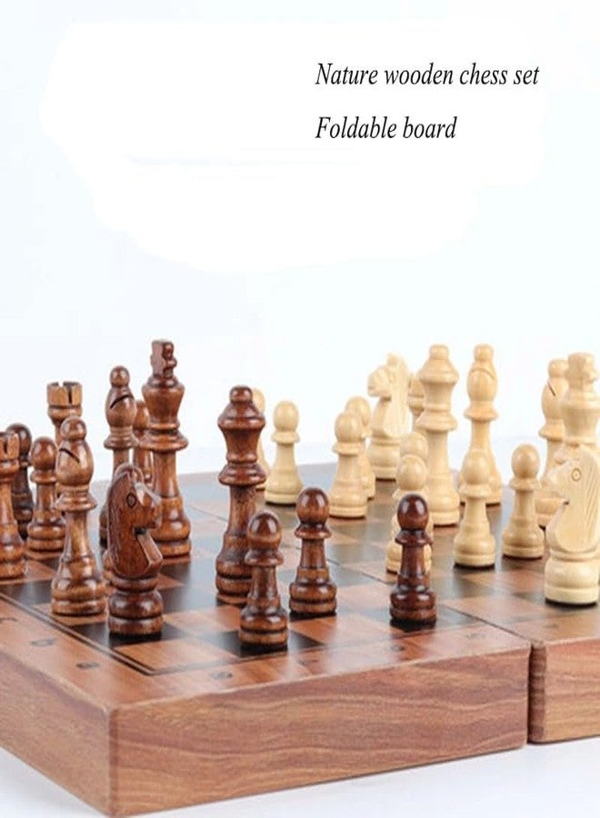 TLISMI 11.4’’ Premium Classic Wooden International Chess Board Set Vintage wooden Chess Pieces Wooden Checker Board Folding Travel Chess with Wood Pawns Gift Box for Beginners and Professional Players - Image 5