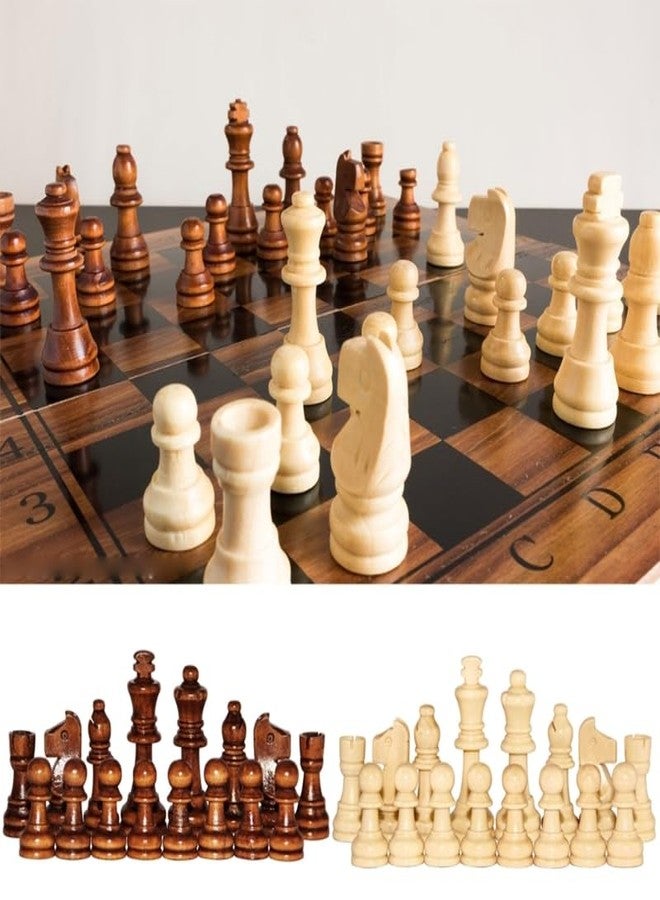 TLISMI 11.4’’ Premium Classic Wooden International Chess Board Set Vintage wooden Chess Pieces Wooden Checker Board Folding Travel Chess with Wood Pawns Gift Box for Beginners and Professional Players - Image 4