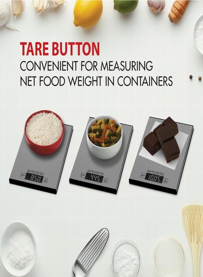 سمارت هارت ميزان طعام رقمي سمارت هارت - ستانلس ستيل | مستشعرات دقيقة | يقيس بالجرام، الأونصة، الرطل، المليلتر | سعة 5000 جرام/11 رطل | وظيفة التصفير | إيقاف تشغيل تلقائي | ميزان مطبخ لتحضير الوجبات والخبز - Image 5