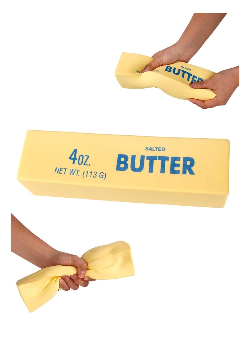 1pcs Large Giant Big Jumbo Squeeze Butter Toy, PU Material Squishy Butter Stick Slow Rising Squeeze Food Fidget Toy for Office School (Light Yellow) - Image 1