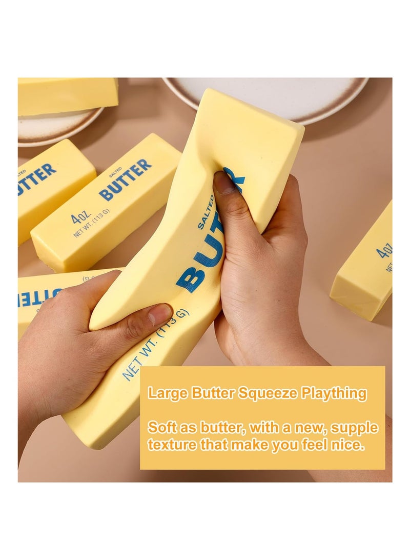 1pcs Large Giant Big Jumbo Squeeze Butter Toy, PU Material Squishy Butter Stick Slow Rising Squeeze Food Fidget Toy for Office School (Light Yellow) - Image 5