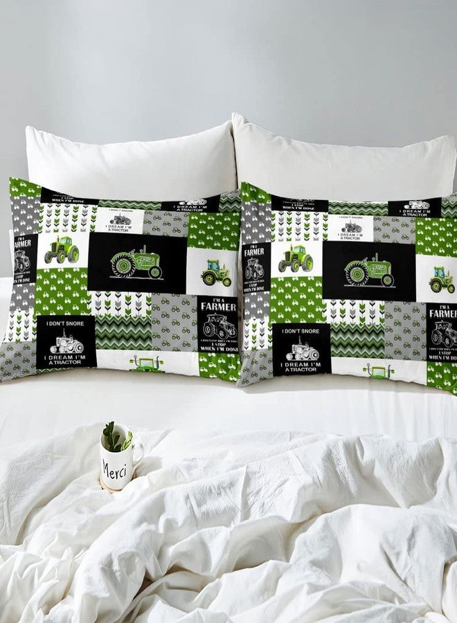 Feelyou Tractor Bed Sheet Set Cartoon Farm Tractor Bedding Sheets for Kids Boys Girls Truck Car Bedding Fitted Sheet Harvester Excavator Bed Cover Green 1 Bed Sheet Set with 1 Pillowcase Twin Size - Image 5