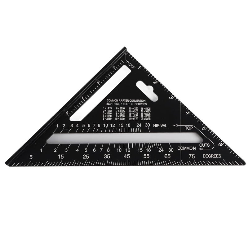 Acouto 7 Inch Aluminum Alloy Angle Ruler UK Standard Black Oxidation Roofing Protractor - Image 5