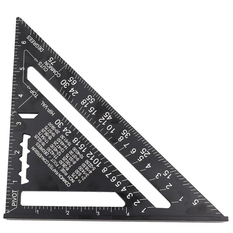 Acouto 7 Inch Aluminum Alloy Angle Ruler UK Standard Black Oxidation Roofing Protractor - Image 1