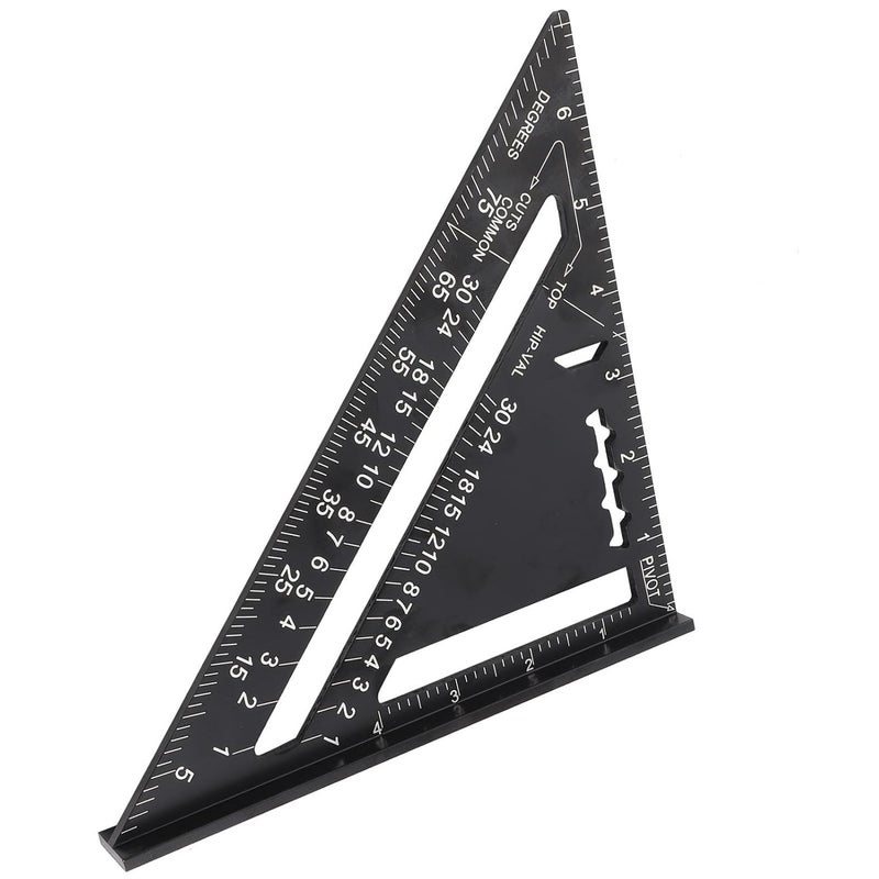 Acouto 7 Inch Aluminum Alloy Angle Ruler UK Standard Black Oxidation Roofing Protractor - Image 2