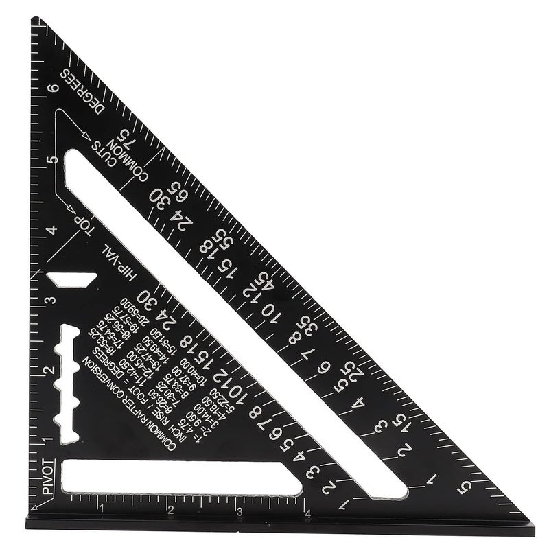 Acouto 7 Inch Aluminum Alloy Angle Ruler UK Standard Black Oxidation Roofing Protractor - Image 3