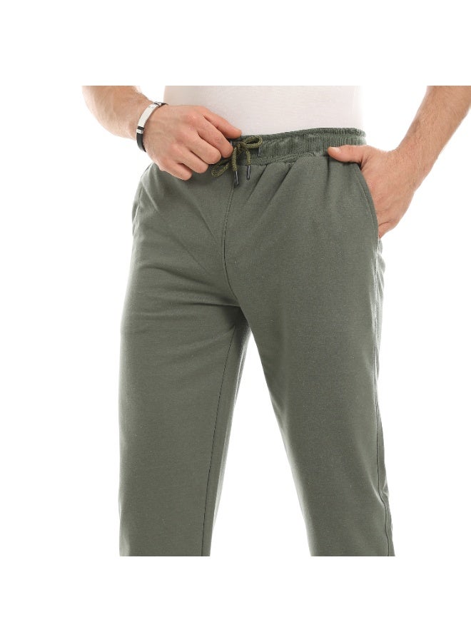Red Circle Elastic Waist With Drawstrings Casual Pants For Out Wear Use - Image 3