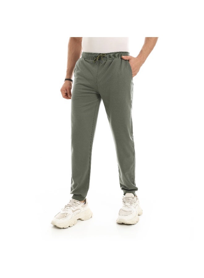 Red Circle Elastic Waist With Drawstrings Casual Pants For Out Wear Use - Image 1