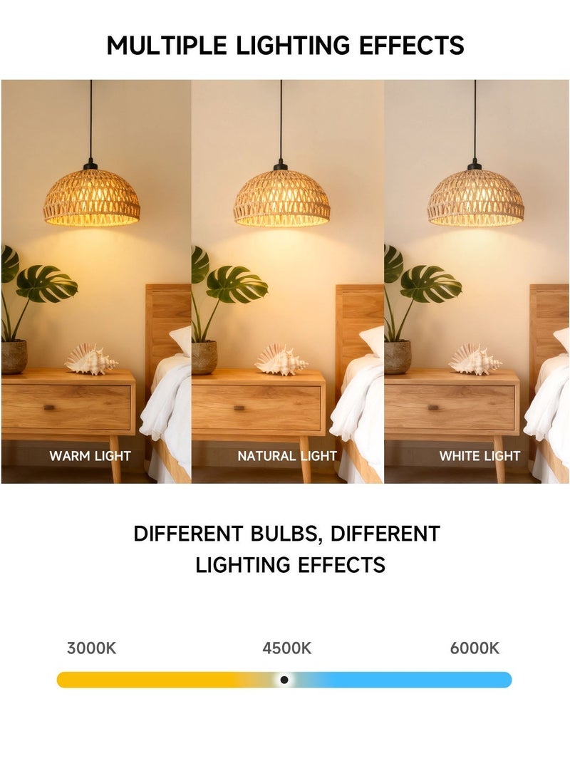 AL-WAHA AL-ZHABIA Rattan Ceiling Light | Bohemian Style Pendant Lamp | Handwoven Rattan Chandelier | Natural Wicker Craft Light Fixture | Vintage Nordic Hanging Light | Ideal for Bedroom, Living Room, Dining Room, Hallway & Entryway (Bulb Not Included, Fits E26/E27 Socket) - Image 4