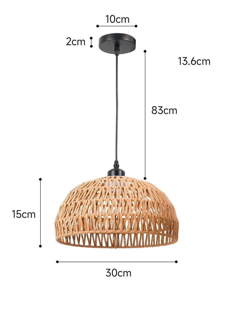 AL-WAHA AL-ZHABIA Rattan Ceiling Light | Bohemian Style Pendant Lamp | Handwoven Rattan Chandelier | Natural Wicker Craft Light Fixture | Vintage Nordic Hanging Light | Ideal for Bedroom, Living Room, Dining Room, Hallway & Entryway (Bulb Not Included, Fits E26/E27 Socket) - Image 5