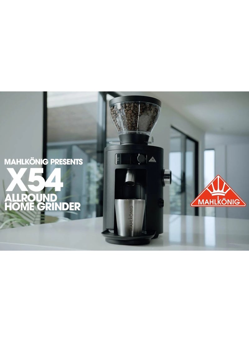 Mahlkonig - X54 Allrounder Home Electric Coffee Grinder, Easily Swappable Fronts for Espresso to Cold Brew, 54mm Flat Steel Burr With 1-2.8g of Coffee Grinding Capacity/sec, Multifunctional LED Display, App Connectivity through Wifi, 220-240 V, 50/60 Hz, 250g Bean Hopper - Black - Image 1