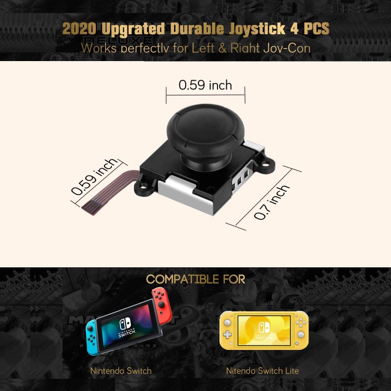 Mypin [New Version] 4 Pack Joycon Joystick Replacement 3D Joystick Analog Left/Right Thumb Sticks Sensor Caps for Nintendo Switch Joy Con Controller, Joycon Repair Kit, NS Repair Tool 33 PCS - Image 2