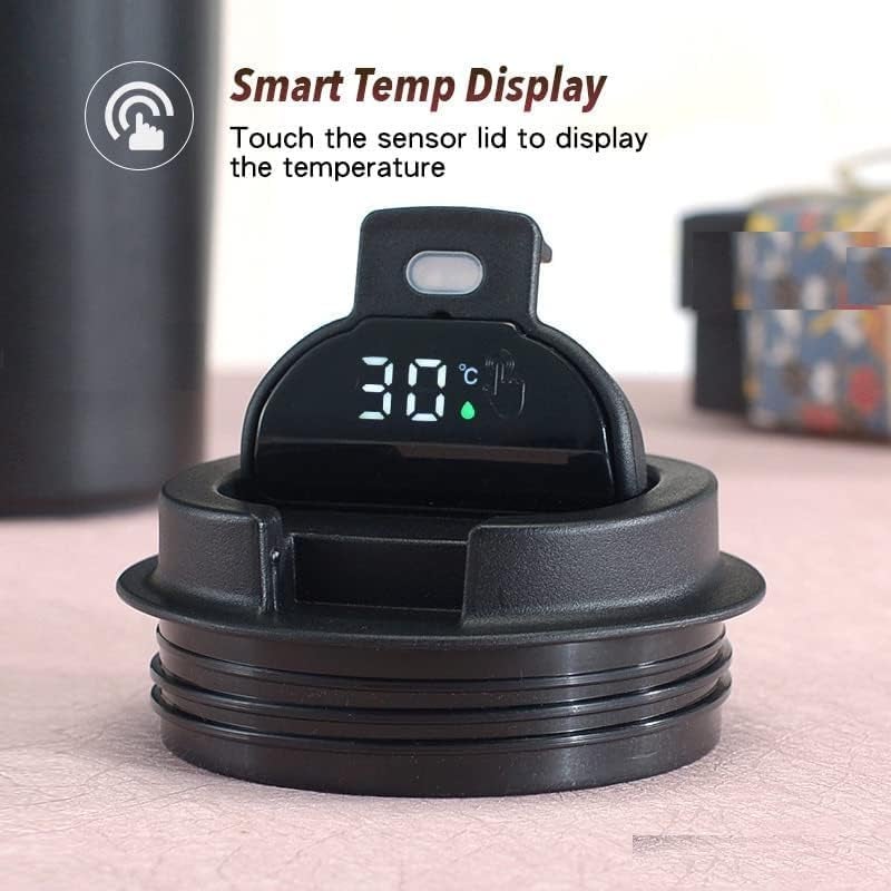 Gladnes Leakproof Stainless Steel Vacuum Insulated Travel Mug with Temperature Display NonSlip Base Hot Cold Drinks Reusable Mug for Home Office Travel 510 ML Green - Image 4