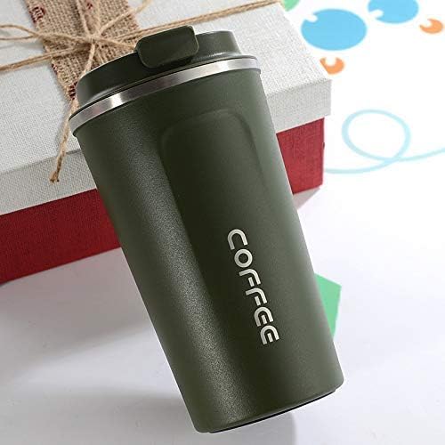 Gladnes Leakproof Stainless Steel Vacuum Insulated Travel Mug with Temperature Display NonSlip Base Hot Cold Drinks Reusable Mug for Home Office Travel 510 ML Green - Image 2