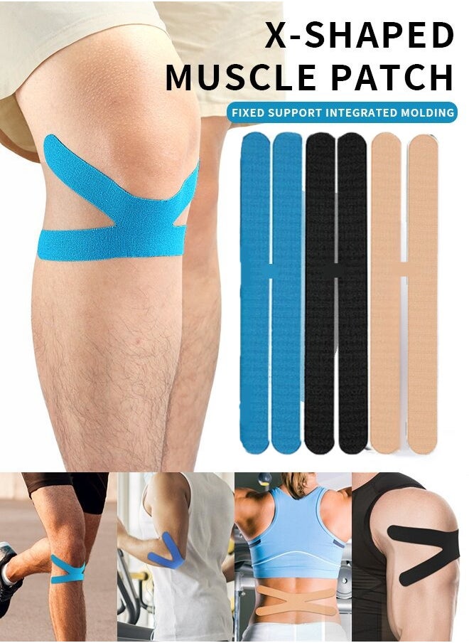 Healife 5pcs X-Shaped Muscle Tape, Waterproof and Breathable Exercise Tape, Sports Elastic Knee Brace Muscle Pain Relief Knee Tape, Suitable for Gym Fitness, Running, Tennis, Swimming, Soccer (5*23cm)  - Image 1