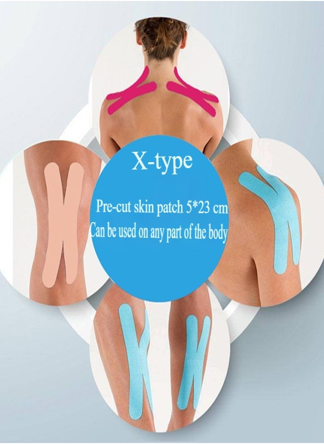 Healife 5pcs X-Shaped Muscle Tape, Waterproof and Breathable Exercise Tape, Sports Elastic Knee Brace Muscle Pain Relief Knee Tape, Suitable for Gym Fitness, Running, Tennis, Swimming, Soccer (5*23cm)  - Image 3