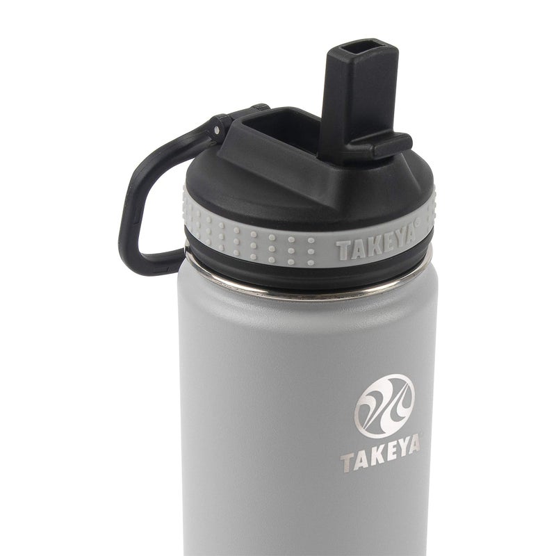 Takeya زجاجة مياه تكييا أكتيفز للأطفال سعة 16 أونصة مع غطاء قشة، بلاتينيوم/أونيكس - Image 2