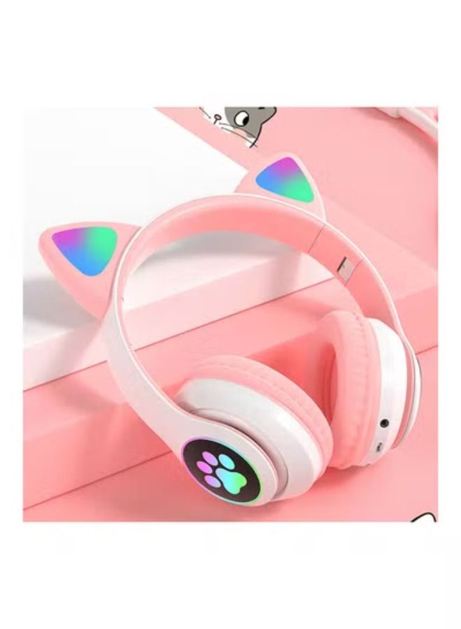 ACLIX Glowing Cat Ear Over Ear Headset Pink - Image 1