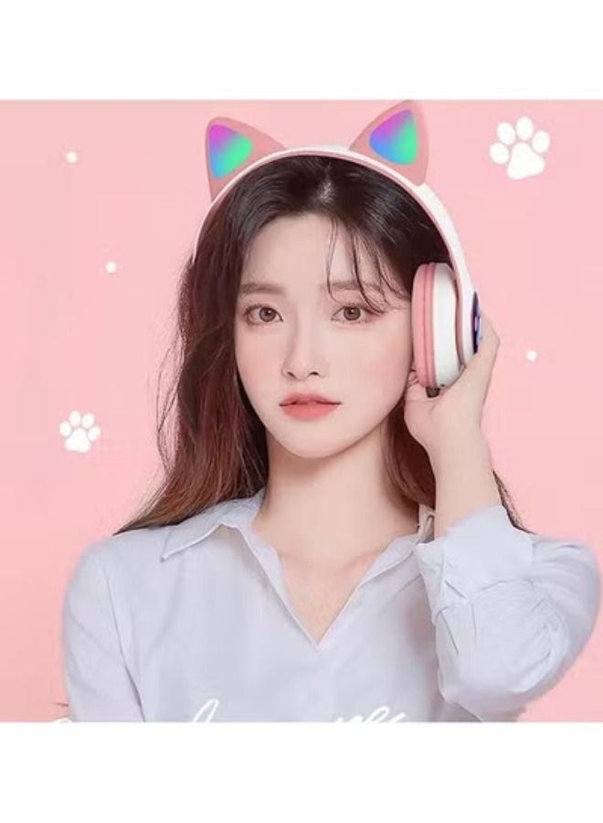 ACLIX Glowing Cat Ear Over Ear Headset Pink - Image 2