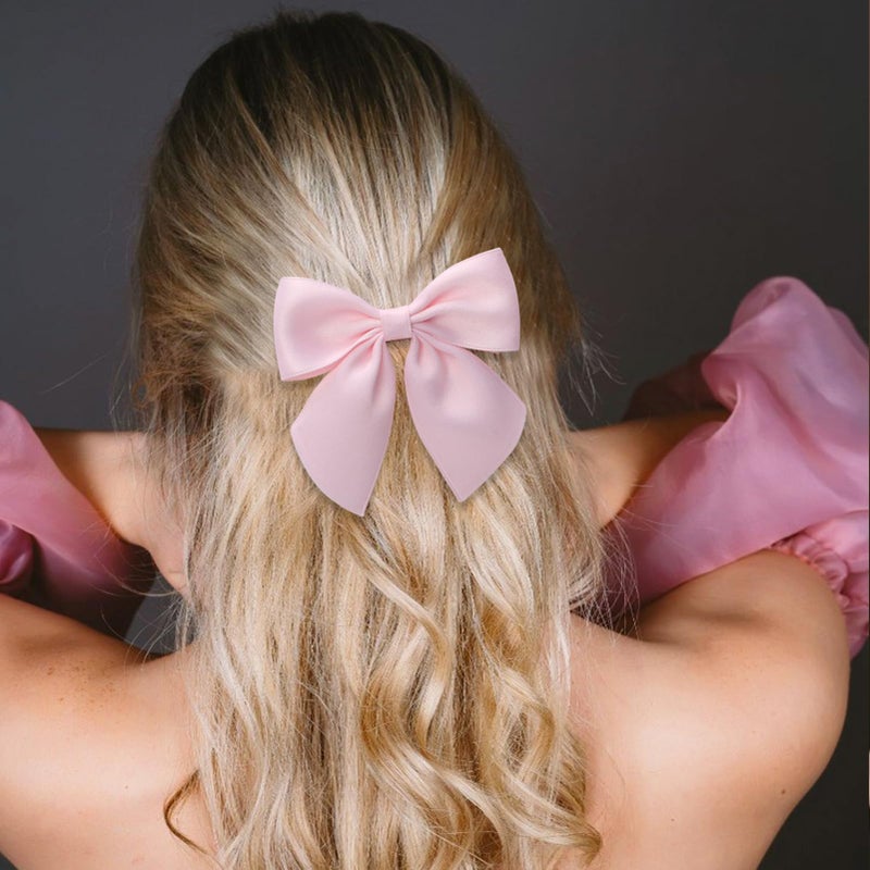 Zolyco 3.5 Inch Cheer Bow Clips for Women Girls Thick Ribbon Boutique Alligator Clips with Tails Hair Accessories for Older Kids Children Young Girls 2 Pcs (Light Pink) - Image 3