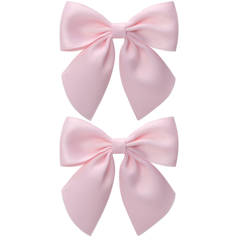 Zolyco 3.5 Inch Cheer Bow Clips for Women Girls Thick Ribbon Boutique Alligator Clips with Tails Hair Accessories for Older Kids Children Young Girls 2 Pcs (Light Pink) - Image 1