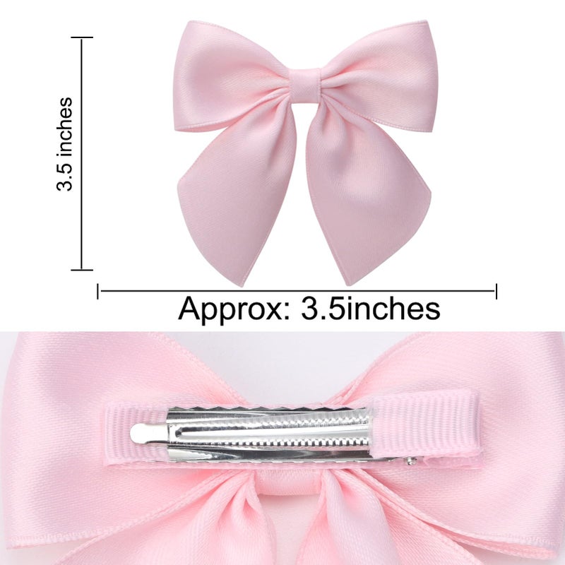 Zolyco 3.5 Inch Cheer Bow Clips for Women Girls Thick Ribbon Boutique Alligator Clips with Tails Hair Accessories for Older Kids Children Young Girls 2 Pcs (Light Pink) - Image 4
