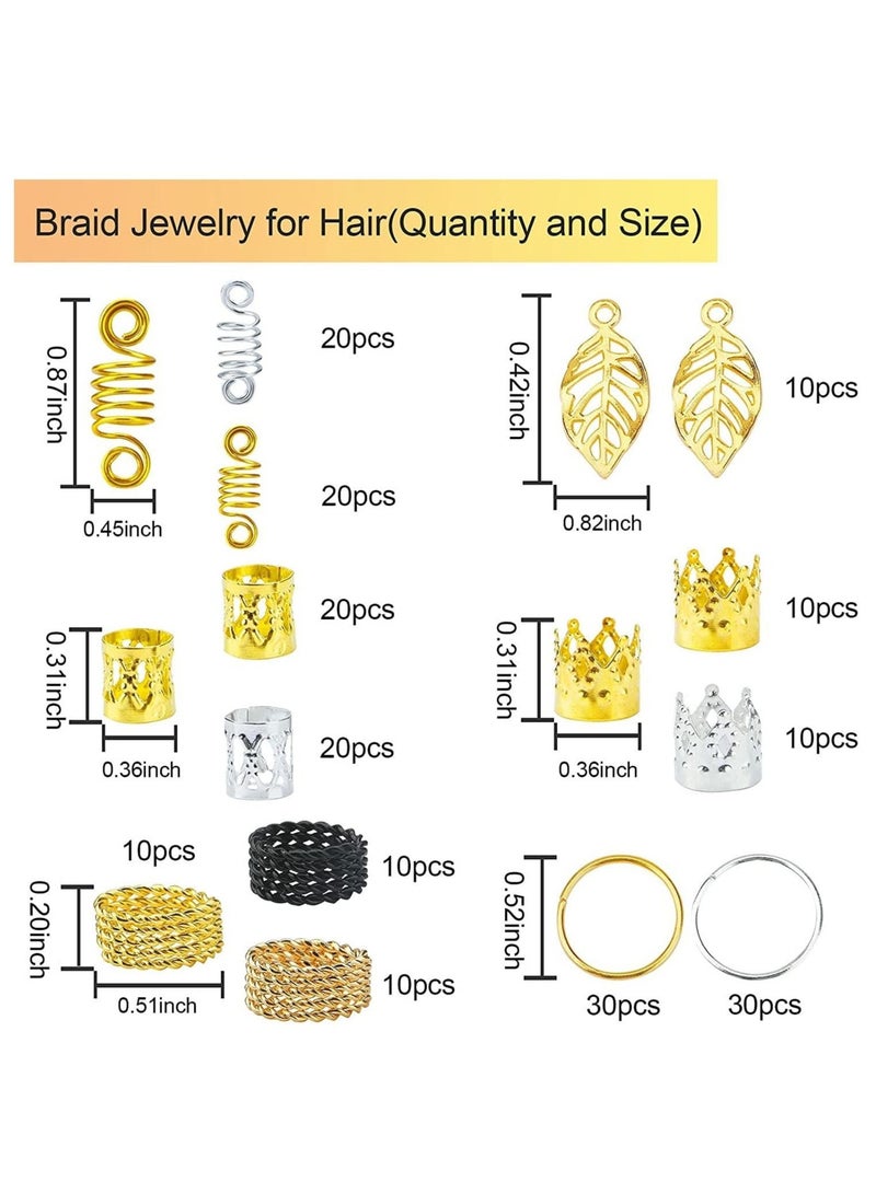 Captaintech 200pcs Beads for Hair Braids,metal Gold Braid Ring Cuff Clips Braid Accessories,braid Hair Jewelry Hair Accessories - Image 5