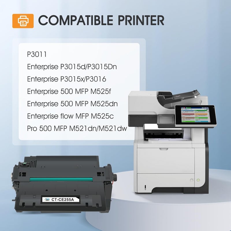 كول تونر خرطوشة حبر سوداء CE255A 55A P3015 55X CE255X متوافقة مع HP Laserjet P3015 لطابعات HP P3011 P3015d P3015x P3015dn P3016 Pro 500 MFP M521dn M521dw M521 M525 (عبوة 2) - Image 2