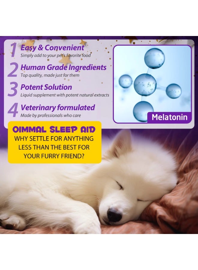 Oimmal مساعد النوم مع الميلاتونين للكلاب 60 مل علاج النوم للكلاب يساعد في دعم الاسترخاء وتنظيم أنماط النوم وتقليل القلق والتوتر ويعزز الرفاهية العامة مساعد النوم الطبيعي للكلاب بالميلاتونين - Image 5