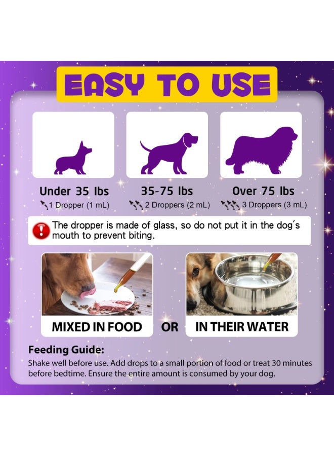 Oimmal مساعد النوم مع الميلاتونين للكلاب 60 مل علاج النوم للكلاب يساعد في دعم الاسترخاء وتنظيم أنماط النوم وتقليل القلق والتوتر ويعزز الرفاهية العامة مساعد النوم الطبيعي للكلاب بالميلاتونين - Image 3