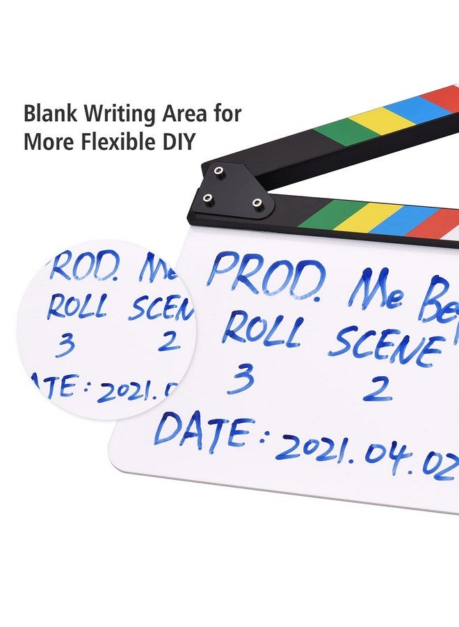 ANDOER 30 X 24Cm Acrylic Film Clapboard Movie Directors Clapper Board Slate Cut Action Scene Blank Clap Board Dry Erase With Multicolored Sticks - Image 4