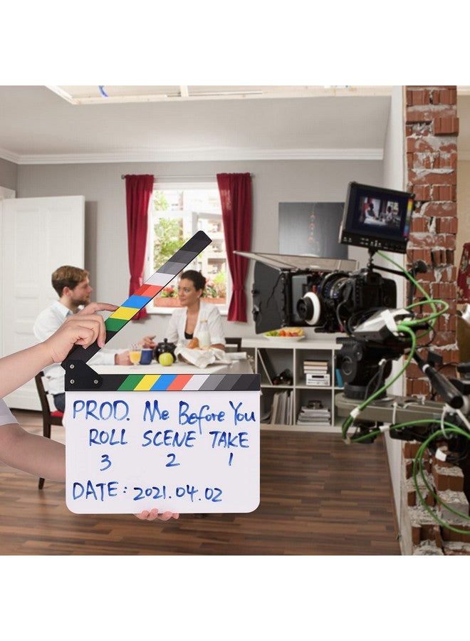 ANDOER 30 X 24Cm Acrylic Film Clapboard Movie Directors Clapper Board Slate Cut Action Scene Blank Clap Board Dry Erase With Multicolored Sticks - Image 5