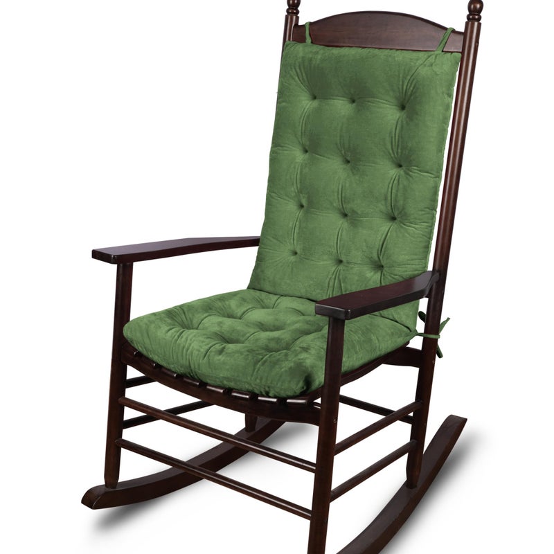 ELFJOY Rocking Chair Cushion Large Rocking Chair Pads with Ties Premium Tufted High Back and Seat Cushion 2 Piece Set Green - Image 2