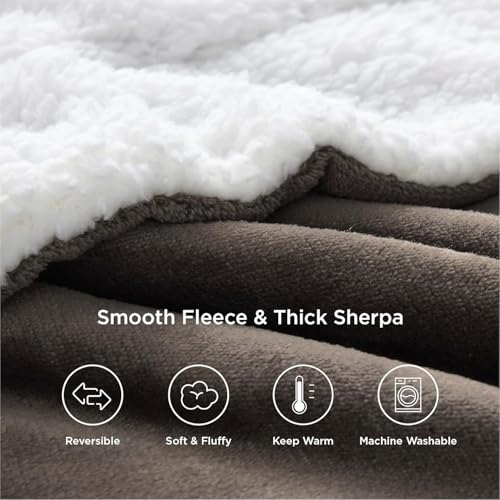 Goyal's Ultra Soft Flannel Sherpa Blanket for AC Room, Mild & Heavy Winter Use | Single Bed Reversible Plush 500GSM Blanket 55 x 90 Inches | Thick Warm Cozy Dual Layer Microfibre Throw - Choco Brown - Image 3