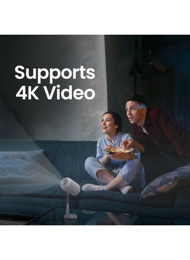 جرين ليون جهاز عرض محمول VENUS 4K، سطوع عالي، شاشة 100 بوصة، طلاء عالي الدقة وثلاثي الأبعاد، شبه منحرف رباعي النقاط، انعكاس الشاشة لاسلكيًا/سلكيًا، جودة صوت عالية الدقة، والمزيد للترفيه المنزلي - أبيض - Image 5