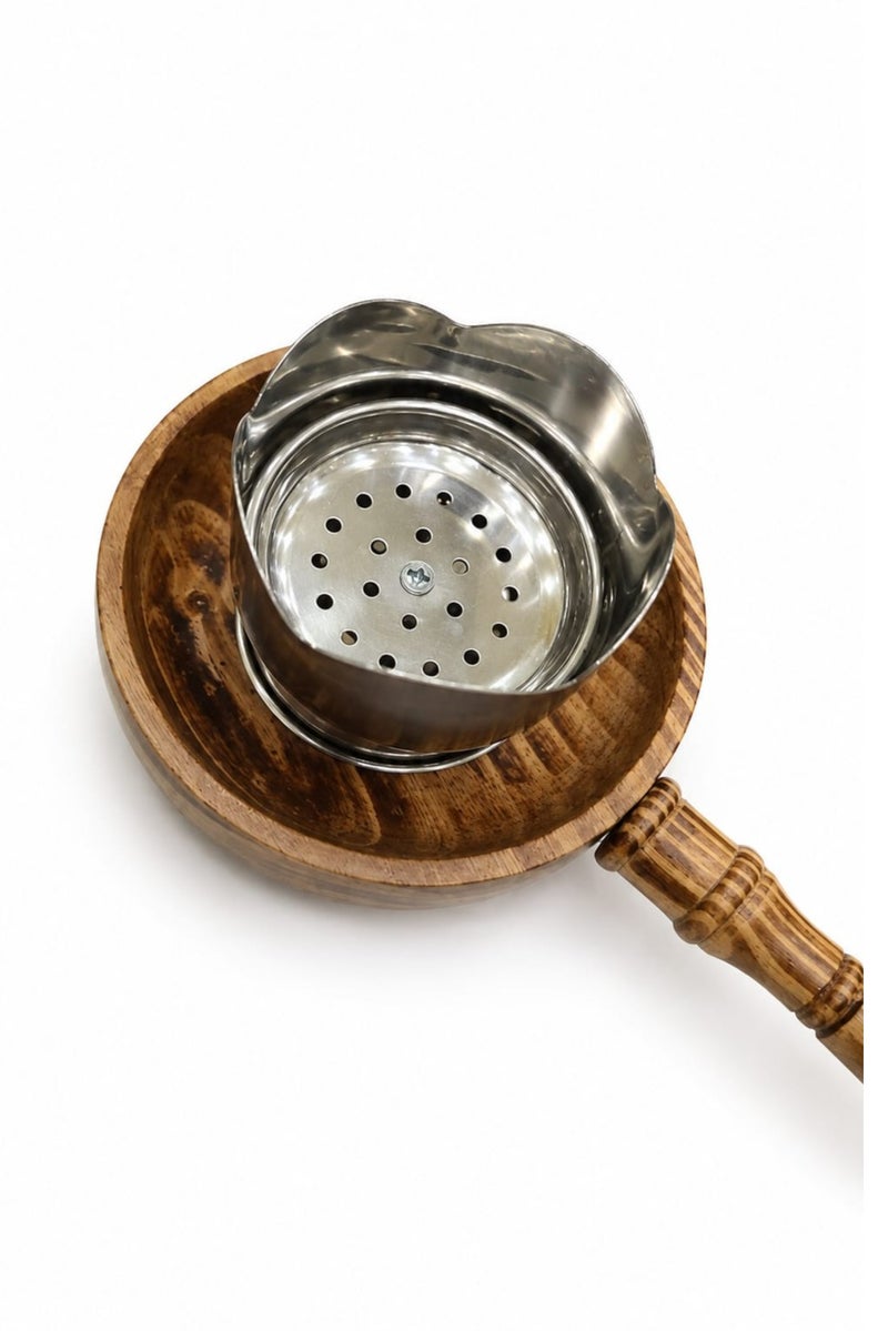Radin Premium Stainless Steel Bakhoor Burner With Wooden Handle And Charcoal Tong Set For Oud, Incense, Frankincense, Arabic Home Fragrance, Ramadan, Eid And Majlis Use - Silver - Image 4