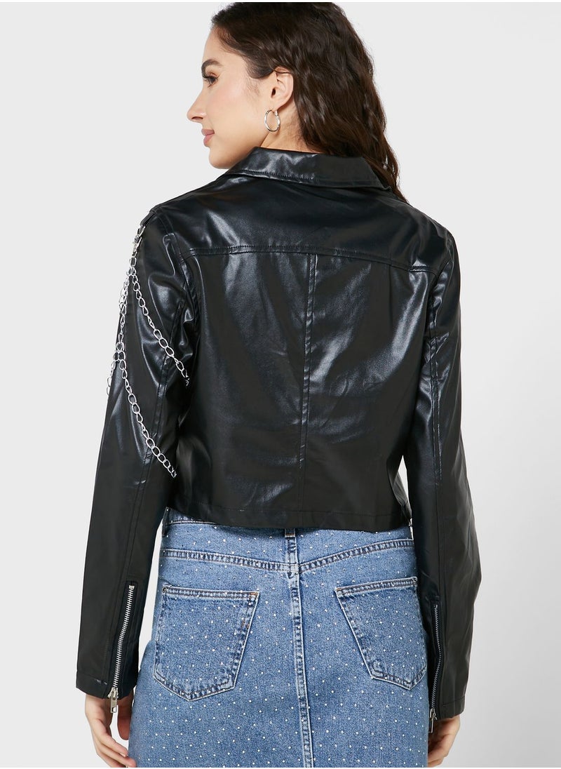 Ginger - PU Leather Biker Jacket - Image 1