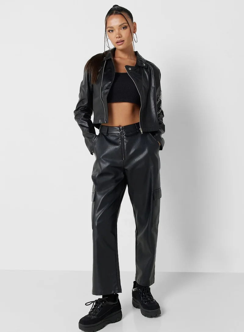 Ginger PU Leather Biker Jacket