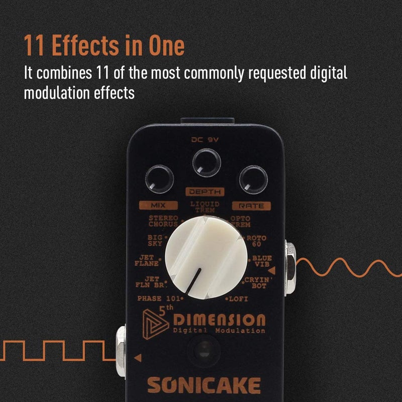 SONICAKE QSS-08 5th Dimension Digital Modulation Guitar Pedal Phaser Flanger Chorus Tremolo Vibrato Autowah Guitar Effects Pedal 11 Modes - Image 2