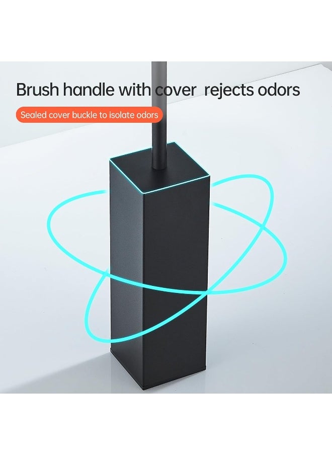 BRIMIX BRIMIX Toilet Brush with Holder Set Stainless Steel 304 Toilet Cleaning Brush for Bathroom Square Floor Standing Toilet Bowl Brush (Black)  - Image 5