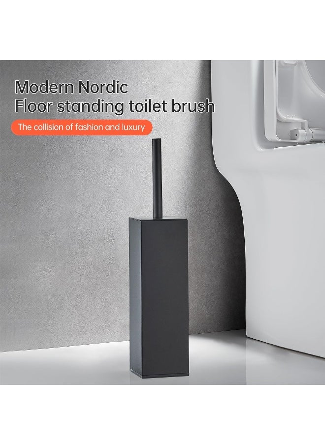 BRIMIX BRIMIX Toilet Brush with Holder Set Stainless Steel 304 Toilet Cleaning Brush for Bathroom Square Floor Standing Toilet Bowl Brush (Black)  - Image 3