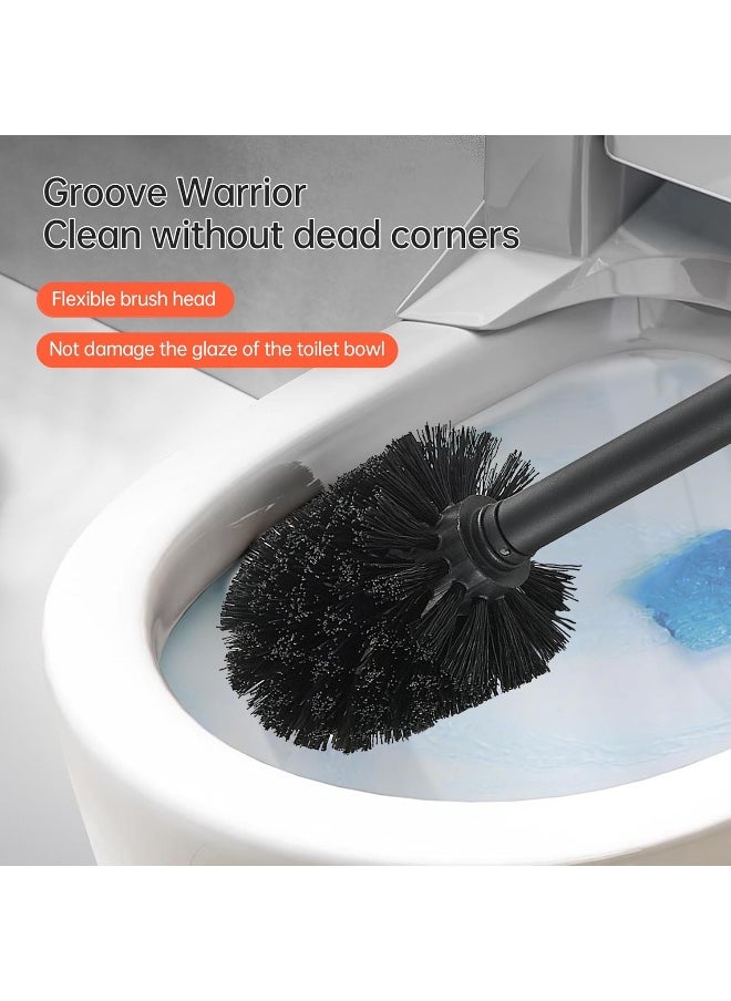 BRIMIX BRIMIX Toilet Brush with Holder Set Stainless Steel 304 Toilet Cleaning Brush for Bathroom Square Floor Standing Toilet Bowl Brush (Black)  - Image 4