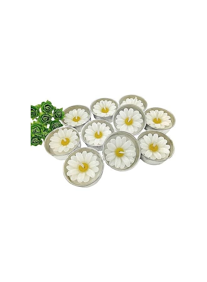The Bros Flower Shape Tealight Candles for Birthday Party Home Décor Spa Wedding Anniversary Valentine's Day Mother's Day Celebration Baby Shower Decoration. (White Daisies) - Image 5