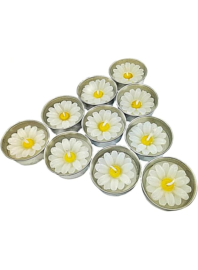 The Bros Flower Shape Tealight Candles for Birthday Party Home Décor Spa Wedding Anniversary Valentine's Day Mother's Day Celebration Baby Shower Decoration. (White Daisies) - Image 1